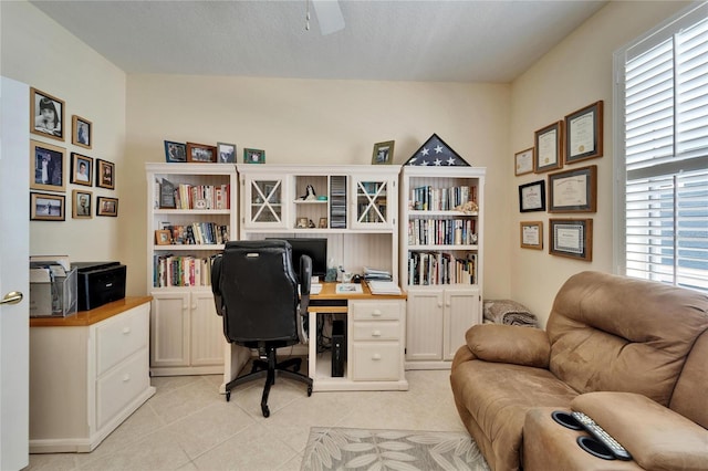 office space featuring light tile patterned floors