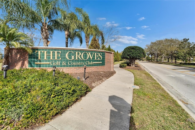 view of community sign