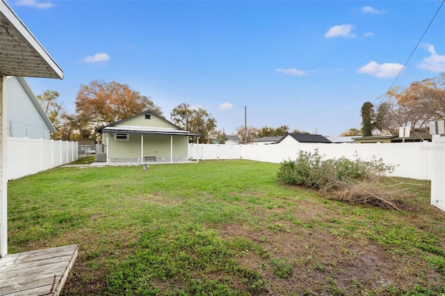 view of yard featuring a fenced backyard