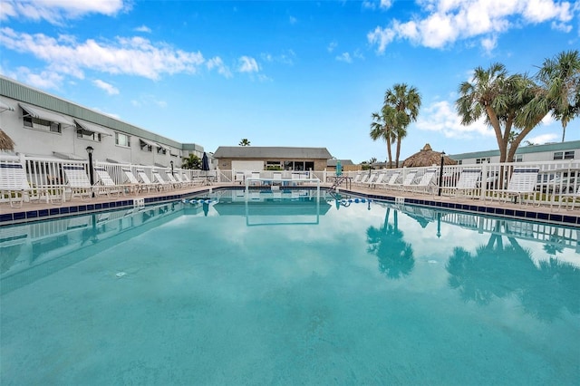 community pool with fence