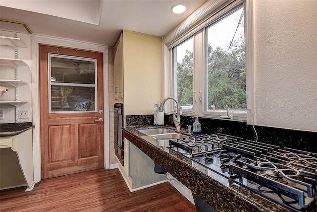 kitchen featuring a sink and wood finished floors