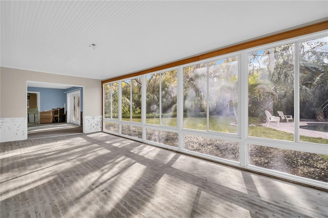 view of unfurnished sunroom