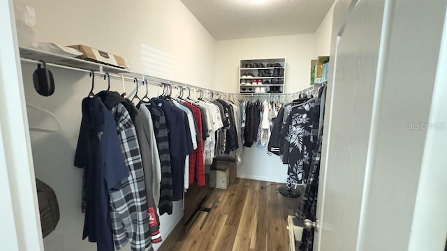 spacious closet with wood finished floors