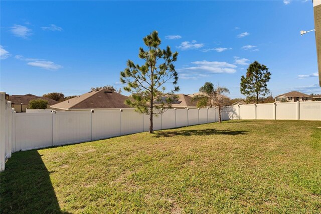 view of yard with a fenced backyard