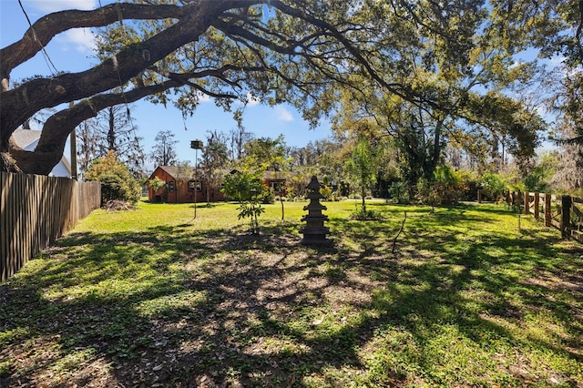 view of yard with a fenced backyard