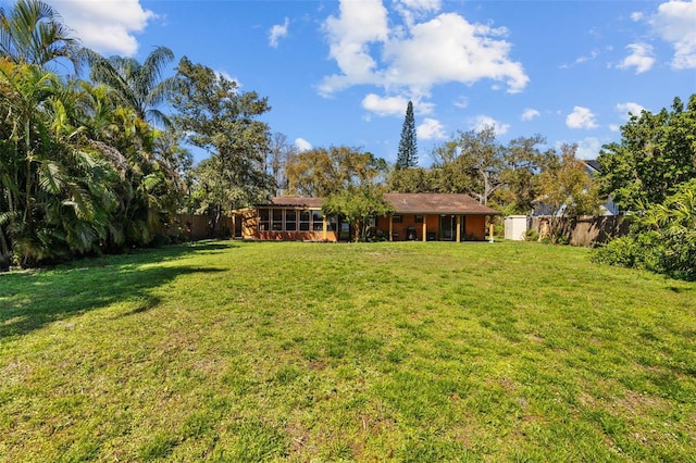 view of yard with a fenced backyard