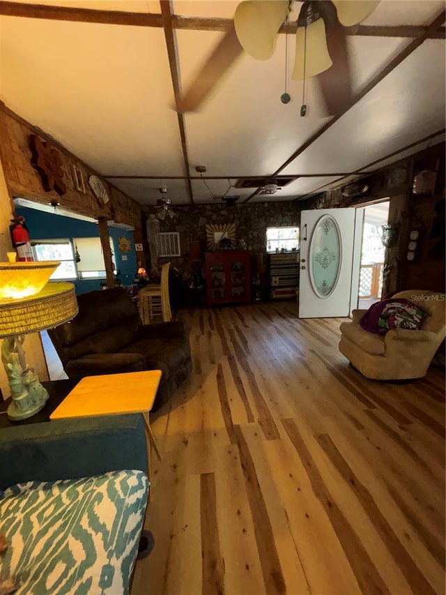 living room with wood finished floors