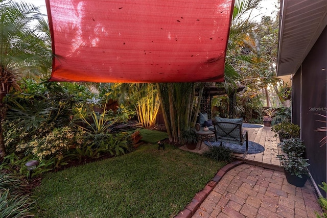 view of yard with a patio area and fence