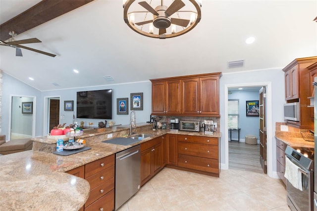 2709 Fairway View Dr, Valrico, FL 33596 - kitchen featuring dishwasher, open floor plan, wall oven, and visible vents