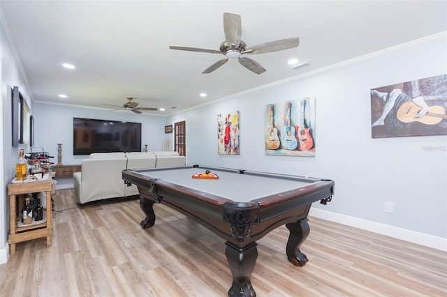2709 Fairway View Dr, Valrico, FL 33596 - playroom featuring ornamental molding, light wood finished floors, recessed lighting, and baseboards