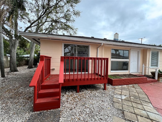 back of property featuring a deck