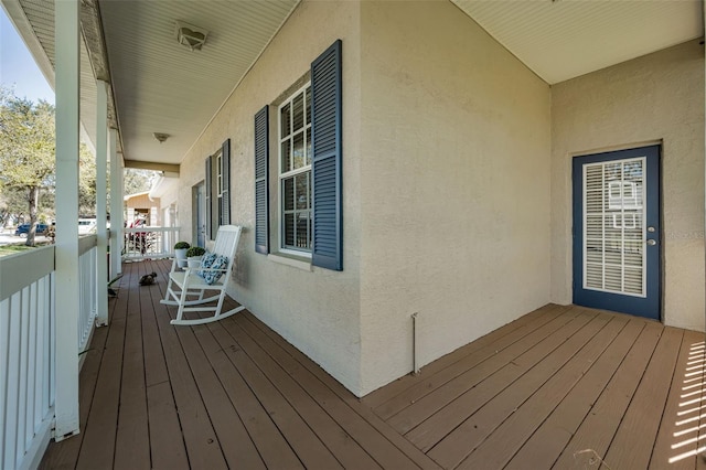 deck featuring a porch