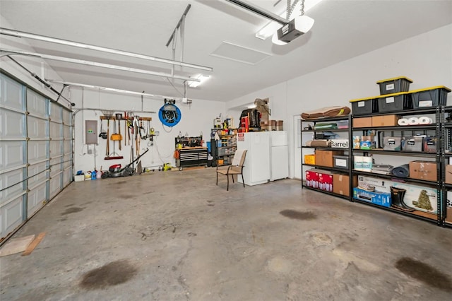 garage with a garage door opener