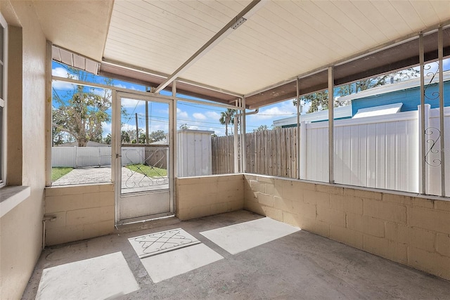 view of unfurnished sunroom