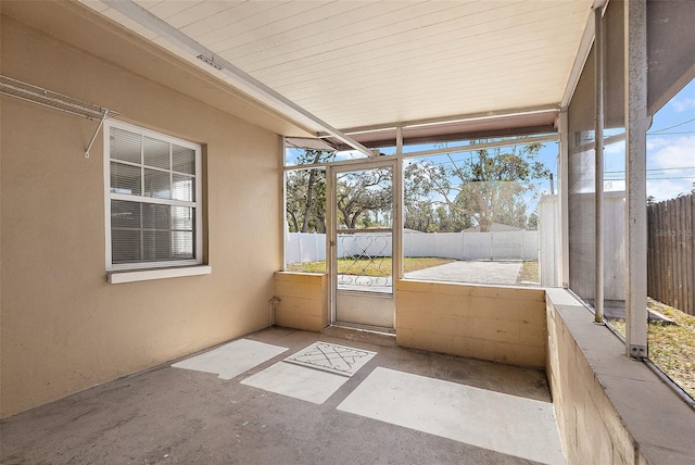 view of unfurnished sunroom