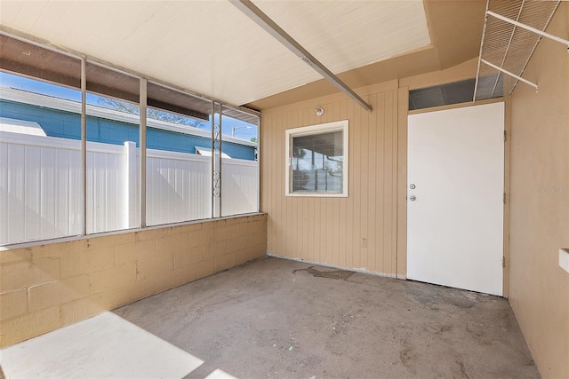 view of unfurnished sunroom