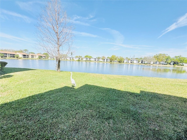 view of yard featuring a water view