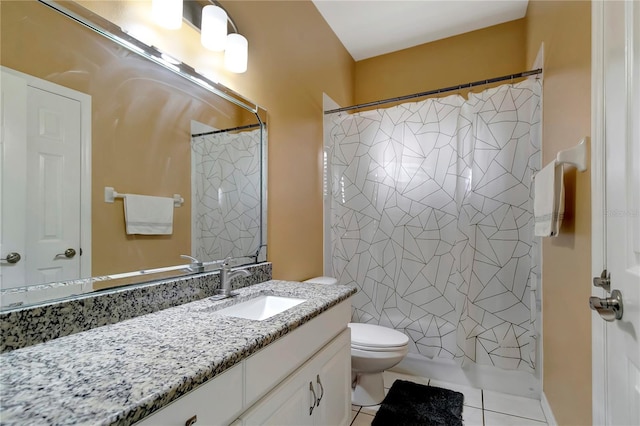 bathroom with tile patterned flooring, vanity, and toilet