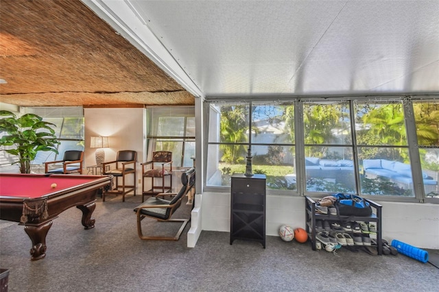 sunroom with pool table and plenty of natural light