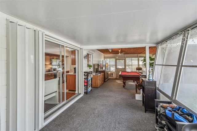 sunroom with billiards