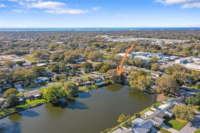 1549 San Christopher Dr, Dunedin, FL 34698 - bird's eye view featuring a water view and a residential view