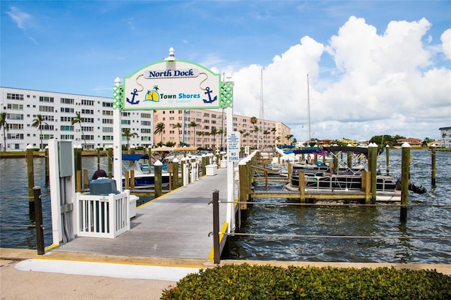 dock area featuring a water view