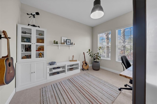 carpeted office with baseboards