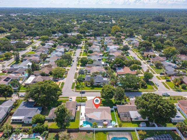 drone / aerial view with a residential view