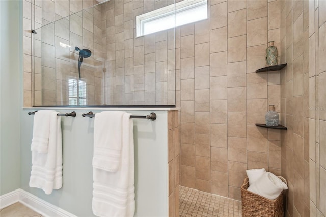 bathroom with a walk in shower