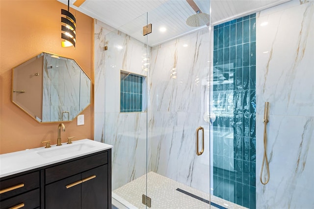 810 22nd St N, Saint Petersburg, FL 33713 - bathroom featuring a marble finish shower and vanity