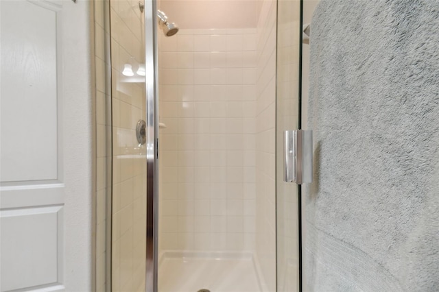 bathroom with a stall shower