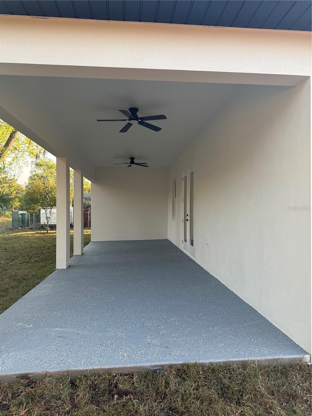 view of patio with ceiling fan