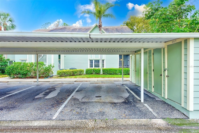 view of covered parking lot