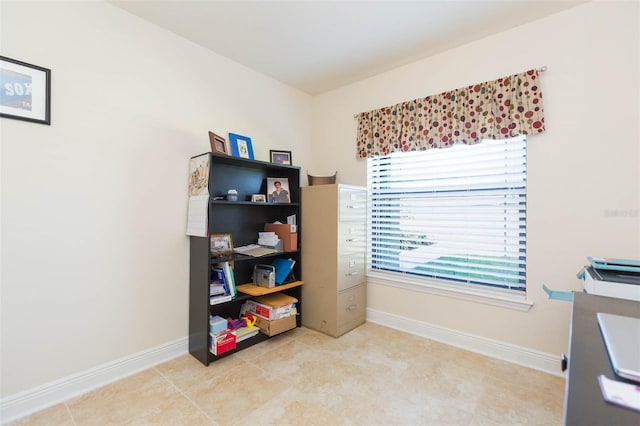 tiled office with baseboards
