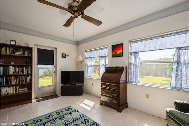 interior space with tile patterned flooring