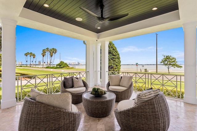 view of patio with a ceiling fan