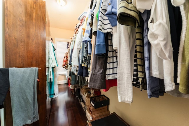 spacious closet featuring wood finished floors