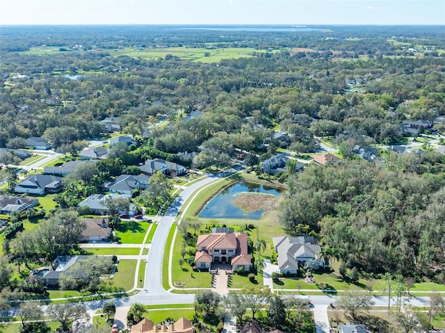 aerial view with a water view and a residential view