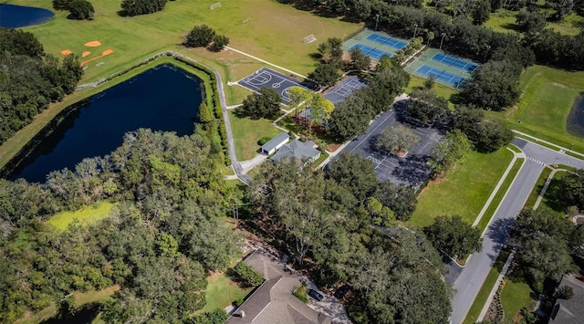 bird's eye view featuring a water view