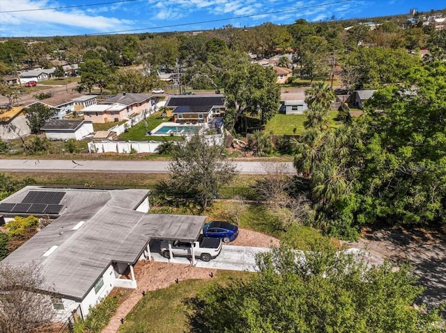 drone / aerial view with a residential view