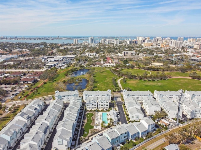 bird's eye view featuring a water view
