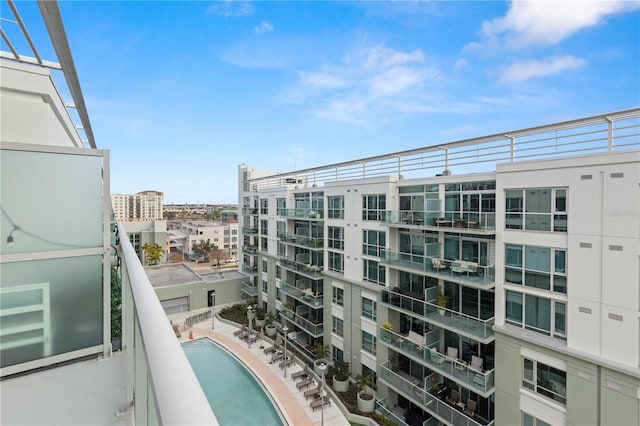 balcony featuring a view of city