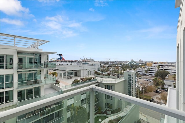 balcony with a view of city