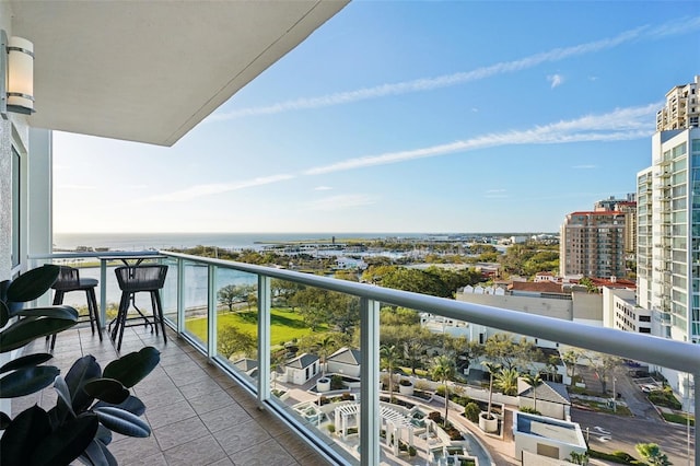 balcony with a view of city