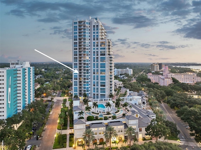 birds eye view of property featuring a view of city