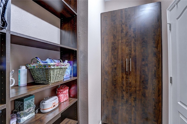interior space with a textured wall