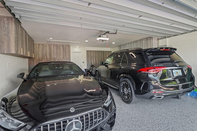 garage with a garage door opener