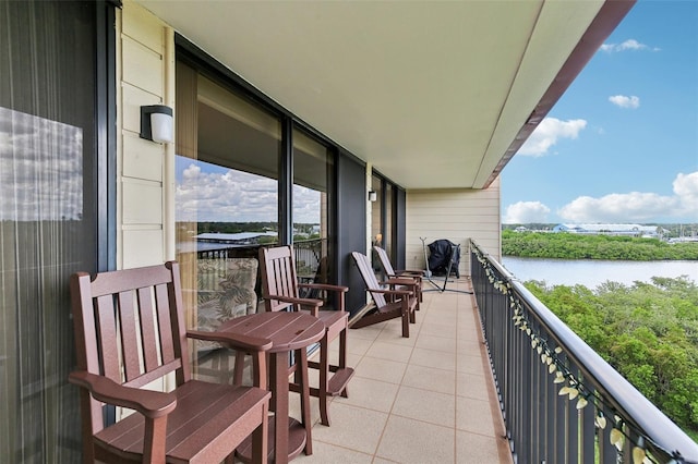 balcony with a water view