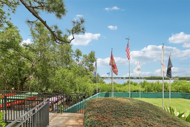 view of community featuring a water view