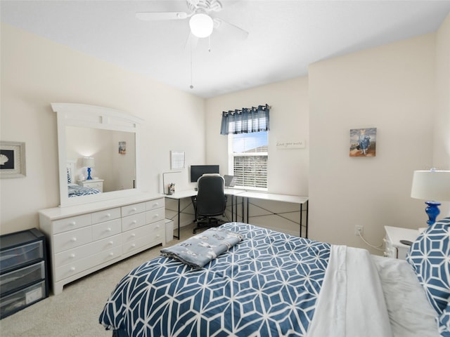 bedroom featuring carpet floors and a ceiling fan